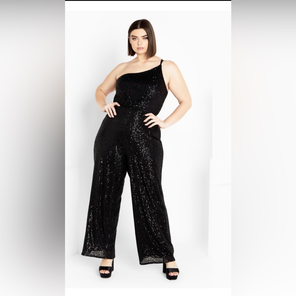 NWT City Chic black sequin Savannah jumpsuit sz. XXL(24)